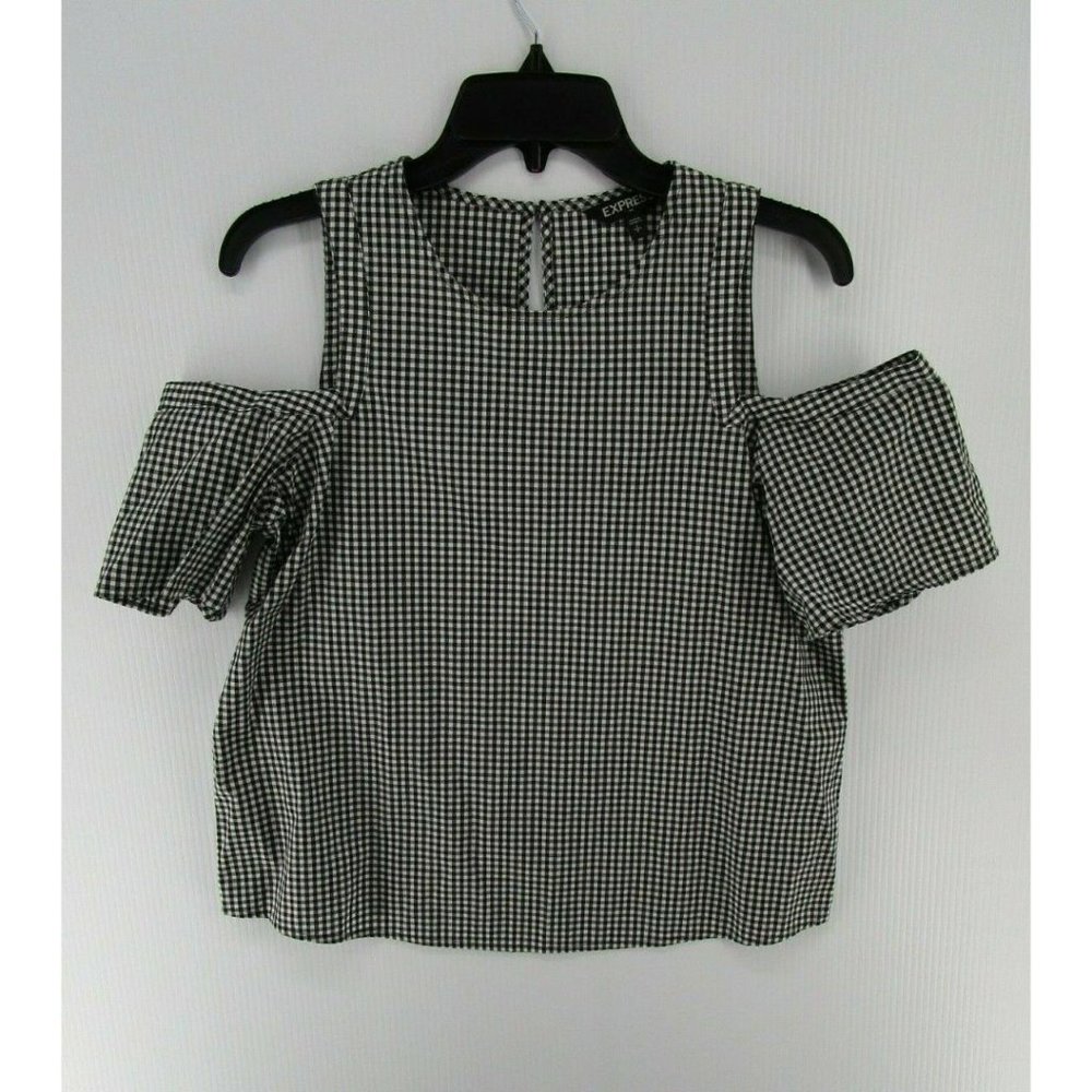Express women's open shoulder gingham top - SIZE S - PRE-OWNED